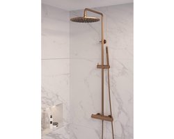 Brauer Copper Edition stortdoucheset diameter 30cm met staafhanddouche geborsteld koper PVD