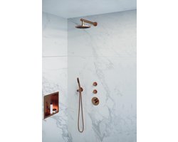 Brauer Copper Edition thermostatische inbouw doucheset hoofddouche 20cm wandarm staafhanddouche geborsteld koper PVD