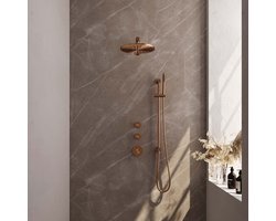 Brauer Copper Edition thermostatische inbouw doucheset met inbouwdeel hoofddouche 30cm wandarm staafhanddouche met glijstang geborsteld koper PVD