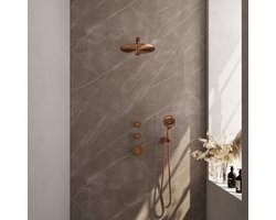Brauer Copper Edition Thermostatische Regendoucheset Inbouw - Hoofddouche 30 cm - Rechte Wandarm - Handdouche 3 Standen - Doucheslang - Wandaansluitbocht