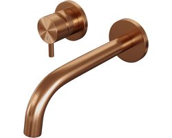 Brauer Copper Edition Wastafelmengkraan inbouw - gebogen uitloop rechts - hendel kort smal - model B2 PVD - geborsteld koper