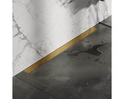 Brauer Douchegoot 100cm - met Muurflens - Zero/Tegelinlegrooster (omkeerbaar) - Geborsteld Goud