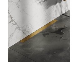 Brauer Douchegoot 70cm - met Muurflens - Zero/Tegelinlegrooster (omkeerbaar) - Geborsteld Goud