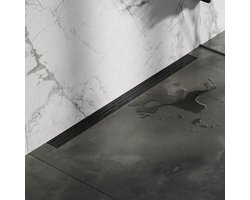 Brauer Douchegoot met Standaard Rooster en Flens Voor Wandmontage - 100 cm - Zwart