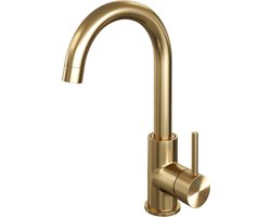 Brauer Gold Carving hoge opbouw wastafelmengkraan met draaibare ronde uitloop model A Goud geborsteld PVD
