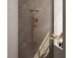 Brauer Gold Edition Opbouw Thermostatische Regendoucheset - Hoofddouche 30 cm - Handdouche 3 Standen - Doucheslang - Goud Geborsteld Pvd