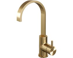 Brauer Gold - Edition Wastafelmengkraan opbouw - hoog - draaibaar - platte uitloop - model b - PVD - geborsteld goud
