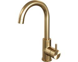 Brauer Gold - Edition Wastafelmengkraan opbouw - hoog - draaibaar - ronde uitloop - model b - PVD - geborsteld goud