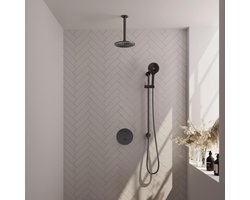 Brauer Gunmetal Carving Thermostatische Regendoucheset Inbouw - Hoofddouche 20 cm - 3 Weg - Handdouche Rond 3 Standen - Doucheslang - Geintegreerde Glijstang - Gunmetal