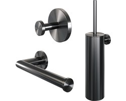 Brauer Gunmetal Edition Toilet Accessoireset - 3-delig - PVD - geborsteld gunmetal