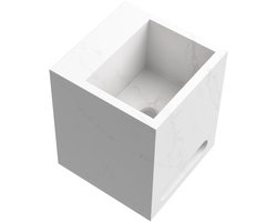 Brauer Nova Vrijhangende Fontein - 25 cm - Zonder Kraangat - Inclusief Blinde Ophanging - Marmerlook - Calacatta Gold