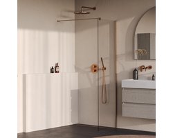 Brauer Oblivion - Inloopdouche - Helder Glas - 50 x 200 cm - incl. Glascoating - PVD Koper Geborsteld