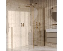 Brauer Oblivion - Inloopdouche - Helder Glas - 90 x 200 cm - met Zijwand 40 cm - incl. Glascoating - PVD Goud Geborsteld