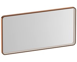 Brauer Sapphire Spiegel - Rechthoekig met Afgeronde Hoeken - 100 cm - met Koper Frame - met Directe LED-Verlichting - Dimbaar en met Kleurfunctie - met Afstandsbediening