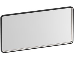 Brauer Sapphire Spiegel - Rechthoekig met Afgeronde Hoeken - 100 cm - met Mat Zwart Frame - met Directe LED-Verlichting - Dimbaar en met Kleurfunctie - met Afstandsbediening