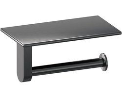 Brauer Toiletrolhouder Met Planchet - Gunmetal Geborsteld Pvd