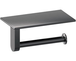 Brauer Toiletrolhouder Met Planchet - Gunmetal Geborsteld Pvd