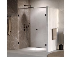 Brauer Void - Carving Nisdeur - 2-Delig - Helder Glas - 150 x 200 cm - Omkeerbaar - met Draaideur 70 cm - Aan Muur - incl. Glascoating - Mat Zwart