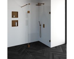 Brauer Void - Inloopdouche - Helder Glas - 120 x 200 cm - met Zijwand 30 cm - incl. Glascoating - PVD Koper Geborsteld