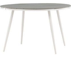 Break eettafel tuin Ø120cm witgrijs.