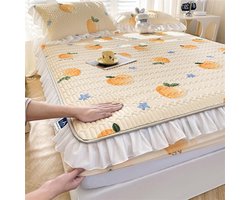 Breathable Fitted Sheet,Summer Thickened Latex Cool Silk Sheet Bed Cover, Comfortable Cartoon Print Deep Pocket Mattress Topper,peach,150cmx200cm (59 X 79inch)