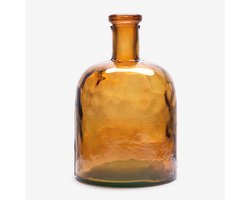 Brede gerecyclede glazen fles - Amber - Mediterrane stijl - Decoratieve vaas voor thuis