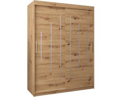 Brede Kledingkast met Schuifdeuren 150 cm - Garderobekast met Legplank en Kledingroede