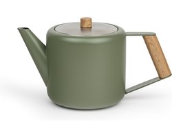 Bredemeijer - Dubbelwandige theepot Duet Design Boston - 1,1 liter - RVS - Legergroen
