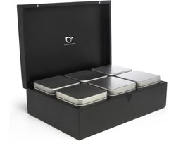 Bredemeijer – Tea box with 6 tea cans - Bamboo - Black