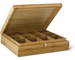 Bredemeijer - Theedoos 12 vaks gesloten bamboe naturel