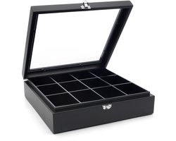 Bredemeijer - Theedoos 12 vaks venster bamboe zwart