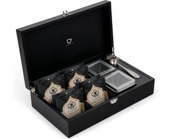 Bredemeijer - Theedoos 4-vaks + met 2 theeblikken voor losse thee + maatlepel