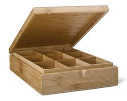 Bredemeijer - Theedoos 9 vaks gesloten bamboe natural