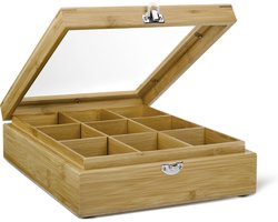 Bredemeijer - Theedoos 9 vaks venster bamboe natural