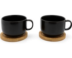 Bredemeijer - Theekopjes Umea met onderzetters - Aardewerk - Zwart - s/2