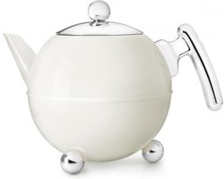 Bredemeijer - Theepot dubbelwandig - Duet® Bella Ronde – 1,2 liter - RVS - Warm wit