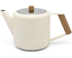 Bredemeijer - Theepot dubbelwandig Duet Design Boston - 1,1 liter - RVS - Wit