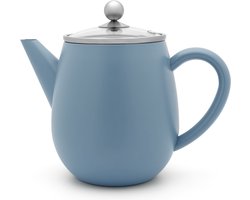 Bredemeijer - Theepot dubbelwandig Eva - 1,1 liter - IJsblauw - Met theezeef