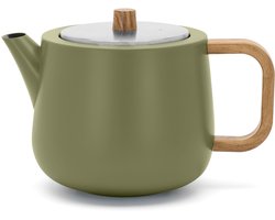 Bredemeijer - Theepot dubbelwandig Facet - khaki green - 1,1L - met theezeef