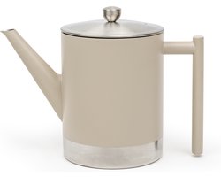 Bredemeijer - Theepot dubbelwandig Minuet Cylindre - 1,2 liter - Taupe - Met filter