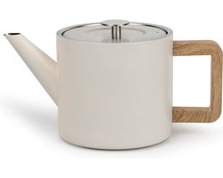Bredemeijer - Theepot dubbelwandig Narvik - 1,1 liter - Warm wit - Met theezeef