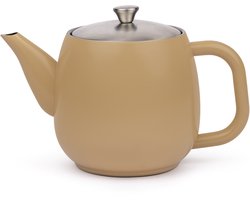 Bredemeijer - Theepot dubbelwandig Vera - 0,9 liter - Latte bruin - Met theezeef
