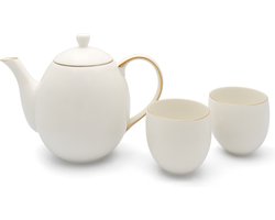 Bredemeijer - Theepot porselein Canterbury - theepot 1,2 liter + twee mokjes + theezeef