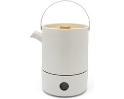 Bredemeijer - Theeset Umea - Theepot keramiek met theelichtwarmer - 1,2 liter - Mat wit