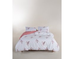 Breeze Pink Floral Design Duvet Cover Set – Soft Multicolor 100% Cotton Ranforce Double Size Bed Linen Set - Breeze roze bloemendessin dekbedovertrekset - zachte veelkleurige 100% katoenen Ranforce tweepersoonsbedlinnenset