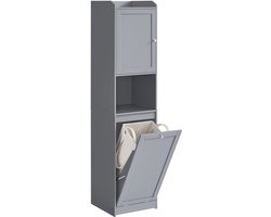 Bregico Badkamerkast - Badkamermeubel - Met Wasmand - Badkamerkasten Hoog - Lichtgrijs