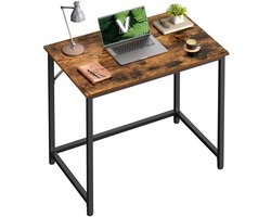 Bregico Bureau - Kleine Kantoortafel - Computertafel - Tafel - Bureautafel - Metalen Onderstel - Bruin - Zwart