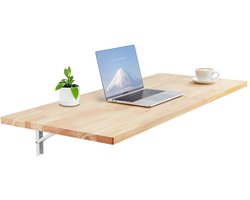 Bregico Klaptafel - Vouwtafel - Zwevend Bureau - Wandgemonteerd - Opklapbaar Bureau - Hout - Lichtbruin