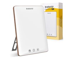 BrellaVio Daglichtlamp PRO - 12.000 Lux - Hout kleur - Incl. Opberghoes - UV-vrije LED Lamp - Daglicht Lampen - Bureaulamp - Lichttherapie Lamp