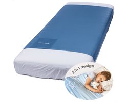 BrellaVio Slaaptunnel - Voor 1 persoons bed 90x200 cm - Nachtblauw - 2 in 1 Design - Bedtunnel - Alternatief Verzwaringsdeken Kind - Hulpmiddel hoogsensitieve kinderen, angst, ADHD, autisme en onrustig slapen